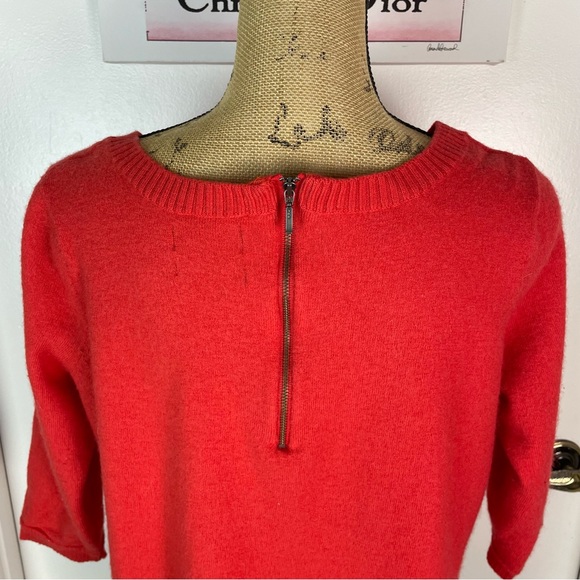 Blouse Woman Extra Fine Merino Wool Sweater Sweatshirt 3/4 Sleeve 1X Plus Red - Picture 7 of 11